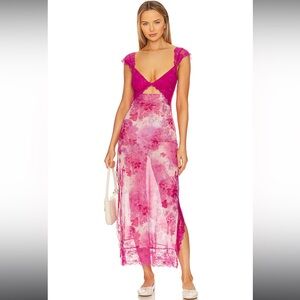 Floral Pink Lace Dress